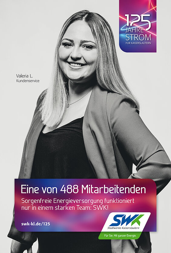 SWK-Werbung 125 Jahre Strom, Mitarbeiterin Valeria L. Kundenservice